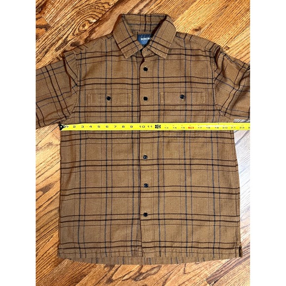 Bonobos Mens Plaid Herringbone Flannel Shirt Jacket Brown Cotton 21954-BR539 M - Picture 3 of 9
